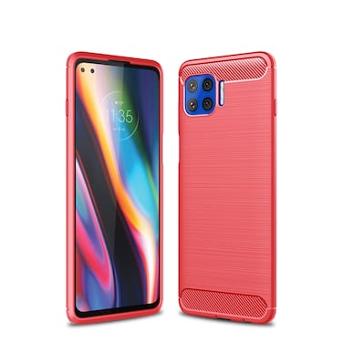 Case cover For Motorola Moto G 5G Plus Brushed Texture Carbon Fiber TPU Case(Red)
