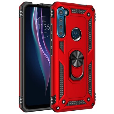 Case cover For Motorola Moto One Fusion Plus Shockproof TPU + PC Protective Case with 360 Degree Rotating Holder(Red)