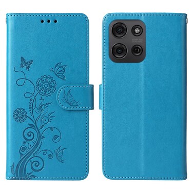 Case cover For Motorola Moto G75 5G Embossed Butterfly Flowers Leather Phone Case(Blue)