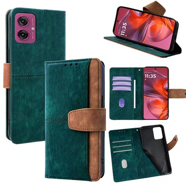 Case cover For Motorola Moto G55 5G Color Stitching Skin Feel Leather RFID Blocking Phone Case(Green)