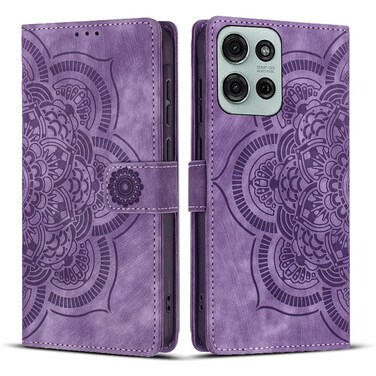 Case cover For Motorola Moto G75 5G Mandala Embossed Retro Frosted Leather Phone Case(Purple)