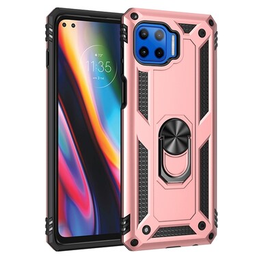Case cover For Motorola Moto G 5G Plus Shockproof TPU + PC Protective Case with 360 Degree Rotating Holder(Rose Gold)
