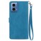 Case cover For Motorola Moto G Play 2024 Embossed Flower Zipper Leather Phone Case(Blue)