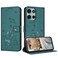 Case cover For Motorola Moto G75 Embossed Kitten Phone Leather Case with Lanyard(Dark Green)