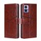Case cover For Motorola Edge 30 Neo Geometric Stitching Leather Phone Case(Dark Brown)