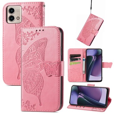 Case cover For Motorola Moto G Stylus 5G 2023 Butterfly Love Flower Embossed Leather Phone Case(Pink)