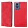 Case cover For Motorola Moto G Play 4G 2024 Skin Feel Magnetic Leather Phone Case(Red)