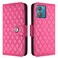 Case cover For Motorola Edge 40 Neo Rhombic Texture Flip Leather Phone Case with Lanyard(Rose Red)