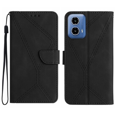 Case cover For Motorola Edge 5G 2024 Stitching Embossed Leather Phone Case(Black)