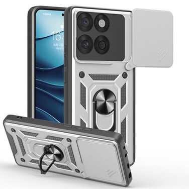 Case cover For Motorola Edge 60 Fusion Sliding Camera Cover Design TPU Hybrid PC Phone Case(Silver)