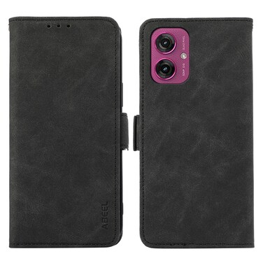 Case cover For Motorola Moto G55 5G ABEEL Frosted Magnetic RFID Leather Phone Case(Black)