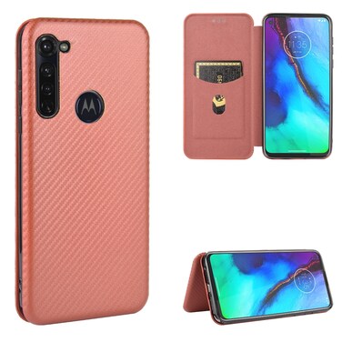 Case cover For Motorola Moto G Pro Carbon Fiber Texture Horizontal Flip TPU + PC + PU Leather Case with Rope &amp; Card Slot(Brown)