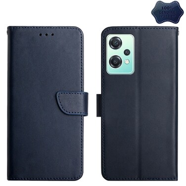 Case cover For OnePlus Nord CE 2 Lite 5G Genuine Leather Fingerprint-proof Horizontal Flip Phone Case(Blue)