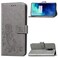 Case cover For One Plus 7T Pro Four-leaf Clasp Embossed Buckle Mobile Phone Protection Leather Case with Lanyard &amp; Card Slot &amp; Wallet &amp; Bracket Function(Gray)