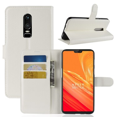 Case cover For OnePlus 6 Litchi Texture Horizontal Flip Leather Case with Holder &amp; Card Slots &amp; Wallet(White)