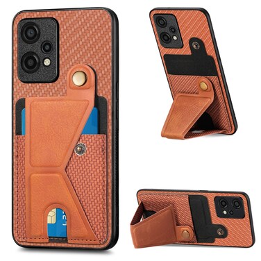 Case cover For Oneplus Nord CE 2 Lite 5G Carbon Fiber Wallet Flip Card K-shaped Holder Phone Case(Brown)