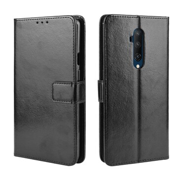 Case cover For OnePlus 7T Pro  Retro Crazy Horse Texture Horizontal Flip Leather Case with Holder &amp; Card Slots &amp; Photo Frame(Black)