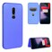 Case cover For OnePlus 6 Carbon Fiber Texture Horizontal Flip TPU + PC + PU Leather Case with Card Slot(Blue)