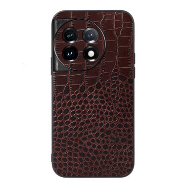 Case cover For OnePlus 11R/Ace 2 Crocodile Texture Genuine Leather Phone Case(Coffee)