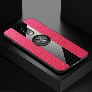 Case cover For OnePlus 6T XINLI Stitching Cloth Texture Shockproof TPU Protective Case with Ring Holder(Red)