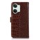 Case cover For OnePlus Nord 3 / Ace 2V Crocodile Top Layer Cowhide Leather Phone Case(Brown)