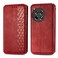 Case cover For OnePlus Ace 3 Cubic Grid Pressed Magnetic Leather Phone Case(Red)