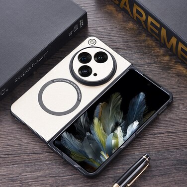 Case cover For OnePlus Open PU MagSafe Magnetic Phone Case(White)