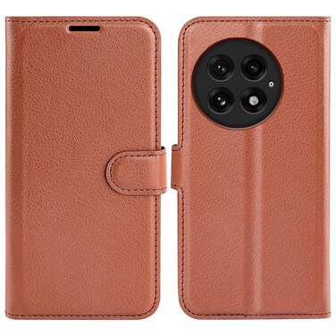 Case cover For OnePlus 13 Litchi Texture Horizontal Flip Leather Phone Case with Holder(Brown)