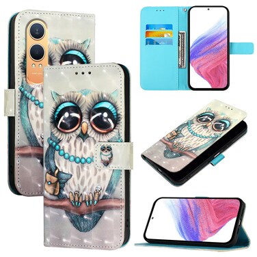 Case cover For OnePlus Nord CE4 Lite 3D Painting Horizontal Flip Leather Phone Case(Grey Owl)