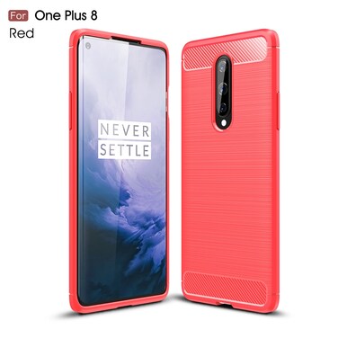 Case cover For OnePlus 8 Brushed Texture Carbon Fiber Shockproof TPU Case(Red)