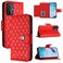 Case cover For OnePlus Nord N20 5G Rhombic Texture Flip Leather Phone Case with Lanyard(Red)