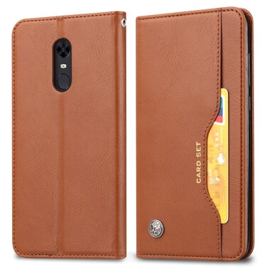 Case cover Knead Skin Texture Horizontal Flip Leather Case for OnePlus 6T, with Photo Frame &amp; Holder &amp; Card Slots &amp; Wallet(Brown)
