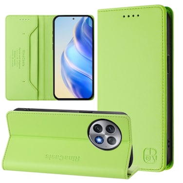 Case cover For OnePlus Ace 2 Pro RC01 Dual-Folded Magnetic Suction RFID Leather Phone Case(Grass Green)