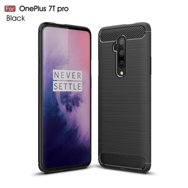 Case cover For Oneplus 7T Pro   Brushed Texture Carbon Fiber TPU Case(Black)