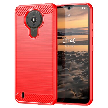 Case cover For Nokia 1.4 Brushed Texture Carbon Fiber TPU Phone Case(Red)