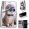Case cover For Nokia 3 Coloured Drawing Cross Texture Horizontal Flip PU Leather Case with Holder &amp; Card Slots &amp; Wallet &amp; Lanyard(Slant Hat Blue Mirror Cat)