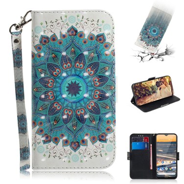 Case cover For Nokia 5.3 3D Painted Pattern Magnetic Attraction Horizontal Flip Leather Case with Holder &amp; Card Slot &amp; Wallet &amp; Lanyard(Peacock Wreath)
