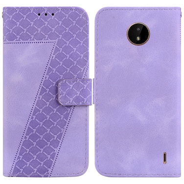 Case cover For Nokia C20/C10 7-shaped Embossed Leather Phone Case(Purple)