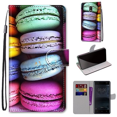 Case cover For Nokia 3 Coloured Drawing Cross Texture Horizontal Flip PU Leather Case with Holder &amp; Card Slots &amp; Wallet &amp; Lanyard(Colorful Cakes)