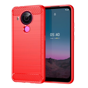 Case cover For Nokia 5.4 Brushed Texture Carbon Fiber TPU Phone Case(Red)