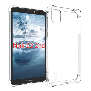 Case cove For Nokia C2 2nd Edition Shockproof Non-slip Thickening TPU Phone Case(Transparent)