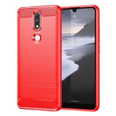 Case cove For Nokia 2.4 Brushed Texture Carbon Fiber TPU Phone Case(Red)