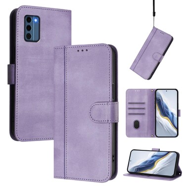 Case cove For Nokia C300 Line Splicing Buckle Retro Leather Phone Case(Purple)