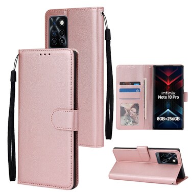 Case cover For Infinix Note 10 Pro Multifunctional Horizontal Flip Leather Case with Three Card Slot(Rose Gold)