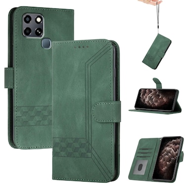 Case cover For Infinix Smart 6 / Smart 6 HD Cubic Skin Feel Flip Leather Phone Case(Green)