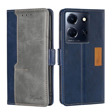 Case cover For Infinix Note 30 5G Contrast Color Side Buckle Leather Phone Case(Blue + Grey)