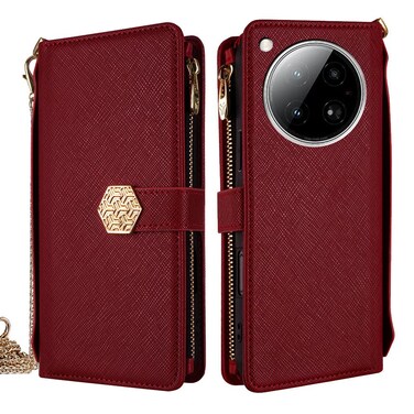 Case cover For Infinix Zero 40 4G Crossbody Handle Cross Texture Leather Phone Case(Red)