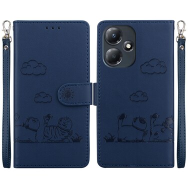 Case cover For Infinix Hot 30 Play Cute Cats RFID Leather Phone Case(Blue)