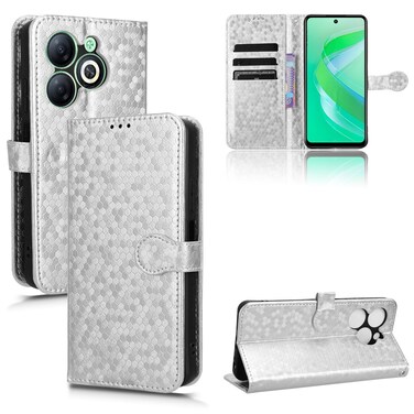 Case cover For Infinix Smart 8 Honeycomb Dot Texture Leather Phone Case(Silver)