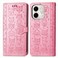 Case cover For Infinix Smart 9 Cat and Dog Embossed Leather Phone Case(Pink)